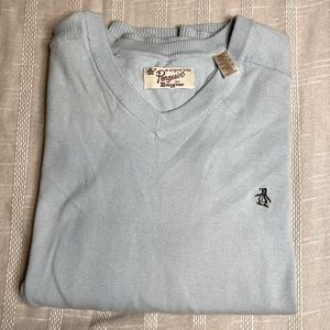 Original Penguin by Munsingwear Pale Blue V Neck Sweater Men’s Size XL